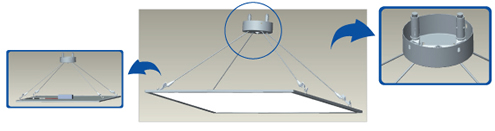 Montage dalle LED en suspension