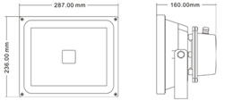Projecteur LED 50W ext&eacuterieur Dimensions